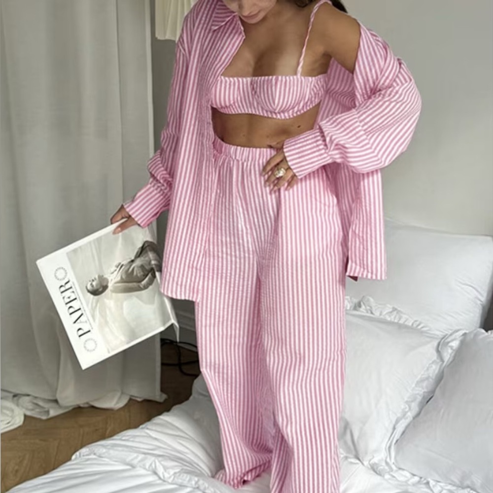 Pink Striped Women's Pajama Set